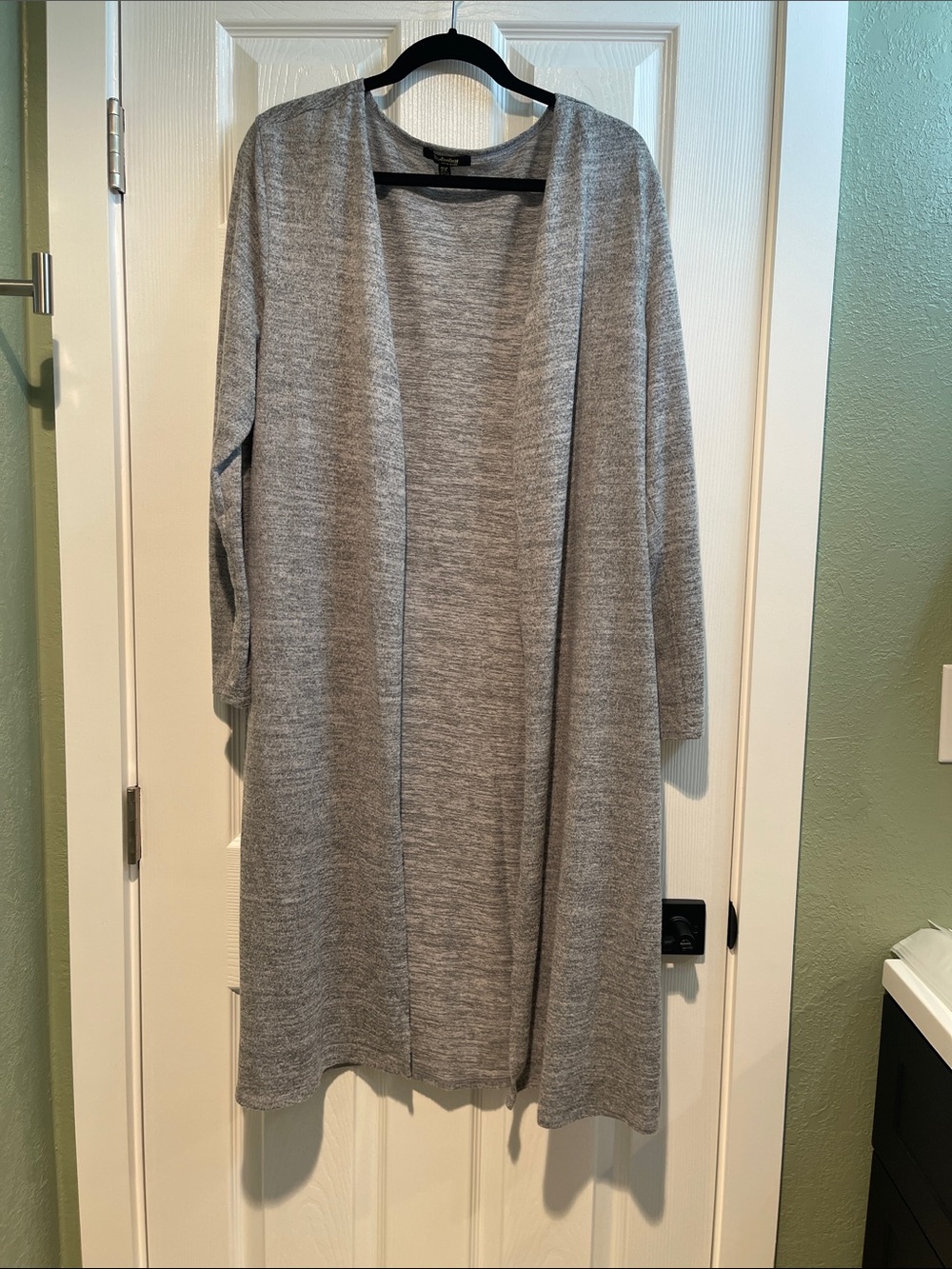 Light Gray Open-Front Women’s Long Cardigan Sweater
